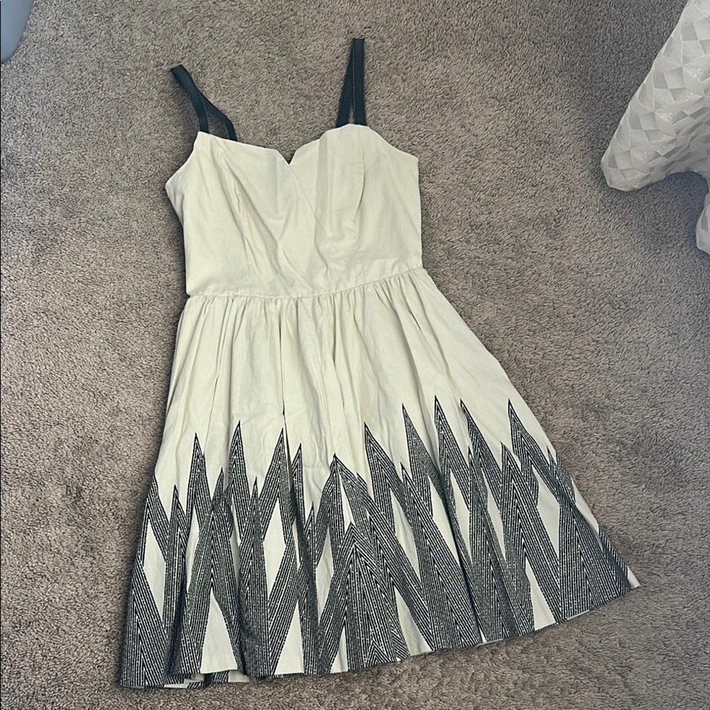 Armani Exchange Cream and Gray Sleeveless Midi Dress